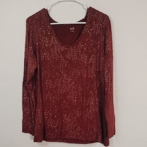 a.n.a Burgundy Speckled Long Sleeve Tee – XL